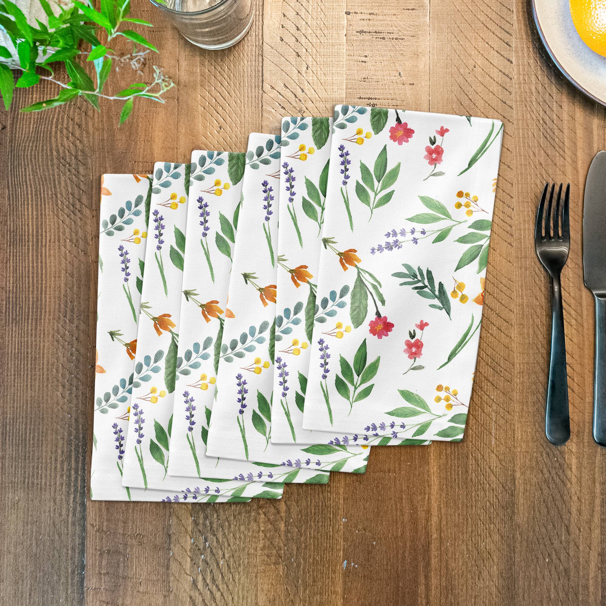 Spring Flower Bunches 10" x 10" Cotton Twill Napkin